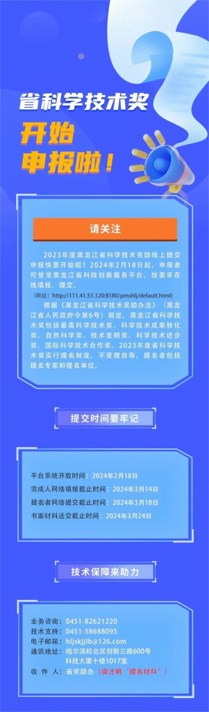 黑龙江省计算机学会关于开展2023年度黑龙江省科学技术奖提名遴选工作的通知