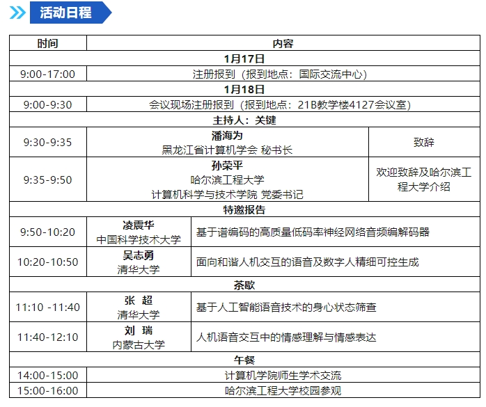 智能人机交互与语音技术前沿研讨会暨CCF语音对话与听觉专委 “走进高校”系列活动—走进哈尔滨工程大学